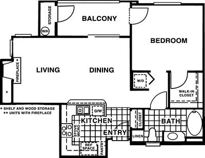 One bedroom One Bath                               Floorplan Image
