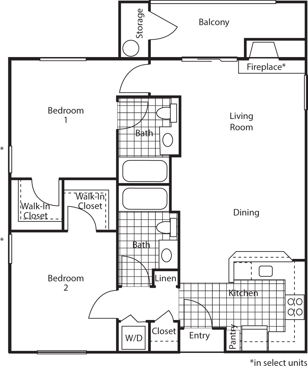 Two Bedroom Two Bath                               Floorplan Image