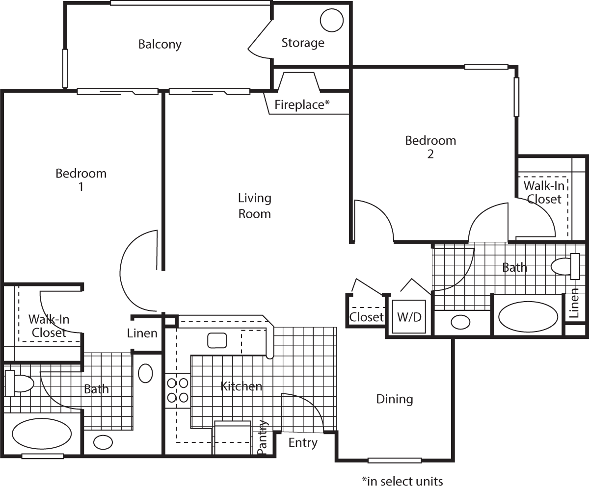 Two Bedroom Two Bath                               Floorplan Image