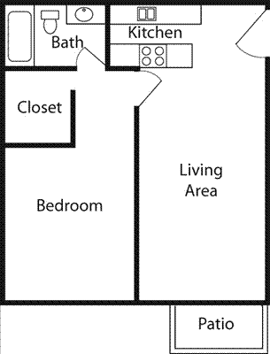 1A One Bedroom Floorplan Image
