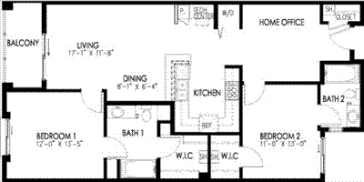 two beds 1125 Floorplan Image