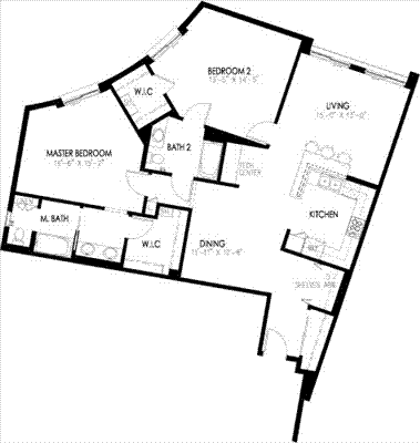 Two Beds 1354 Floorplan Image