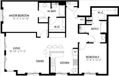 two beds 1175 Floorplan Image