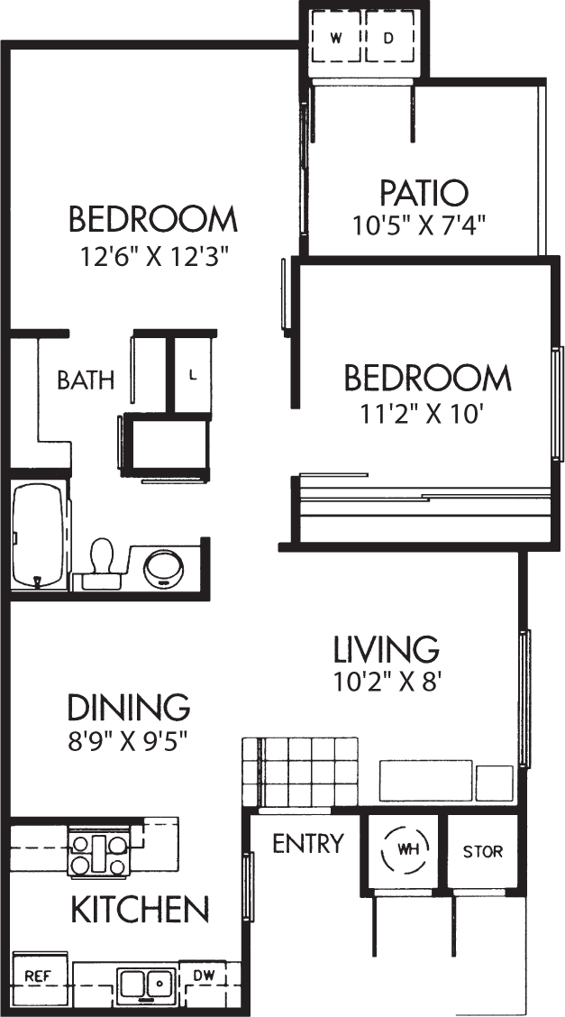 Two Bed One Bath                                   Floorplan Image