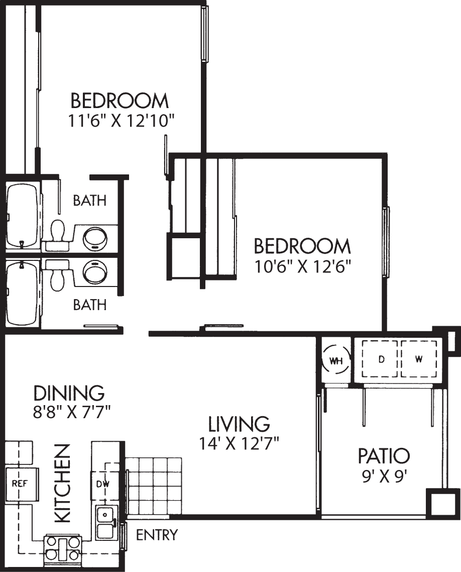 Two Bed Two Bath                                   Floorplan Image