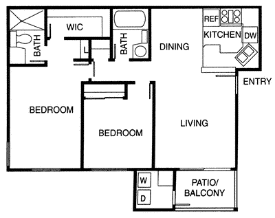 2 Bd Traditional                                   Floorplan Image