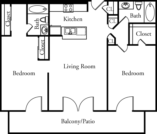 Two Bedroom Two Bathroom                           Floorplan Image
