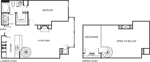 One Bedroom Mezzanine- 4124 Floorplan Image
