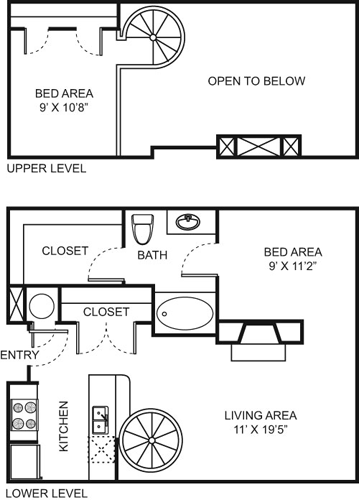 One Bedroom- 4105, 4401 Floorplan Image