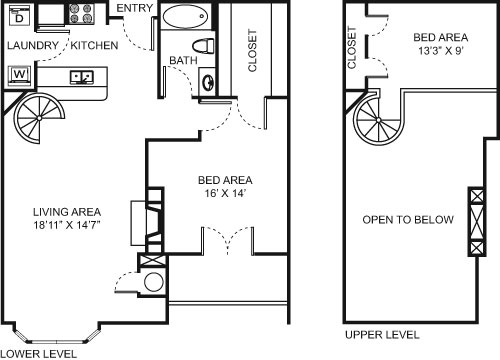 One Bedroom Mezzanine-4425 Floorplan Image