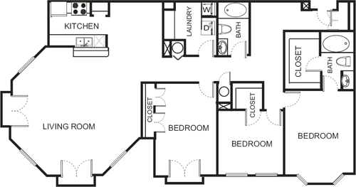 Three Bedroom- 2417 Floorplan Image