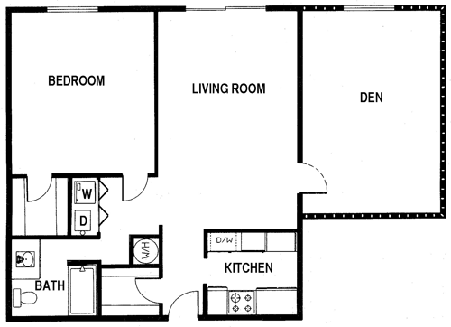 Large One Bedroom with den Floorplan Image