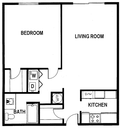 Small One Bedroom Floorplan Image