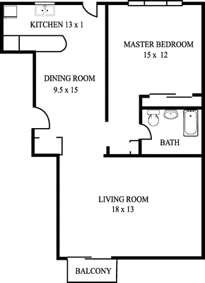 Birch Hill One Bedroom                             Floorplan Image