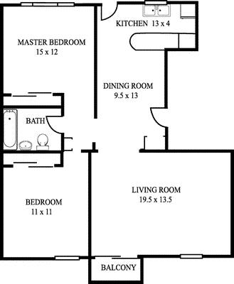 Birch Hill Two Bedroom                             Floorplan Image