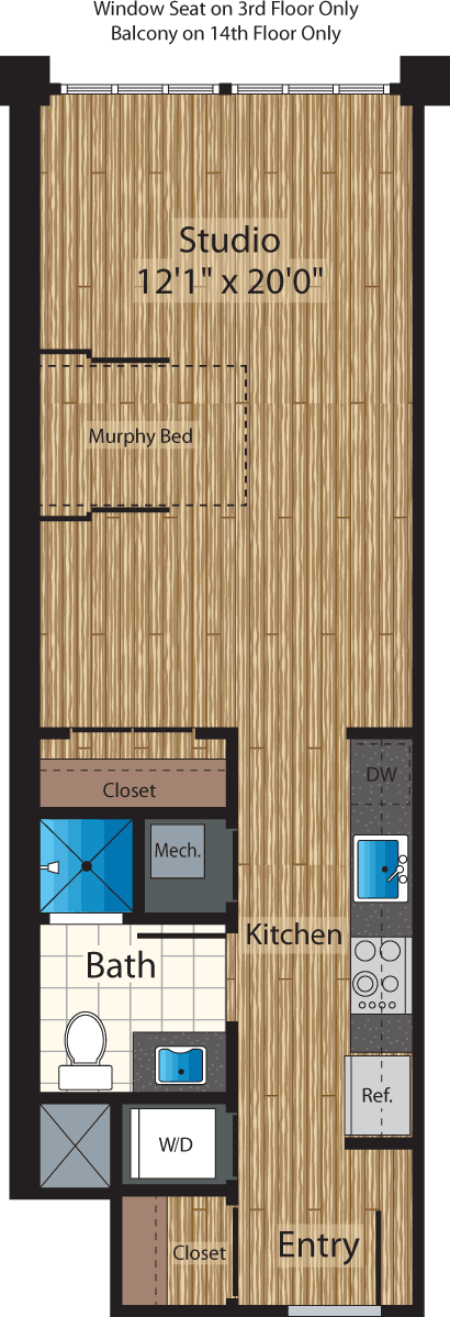 Studio J/504 Floorplan Image
