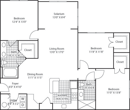 The Cypress w/solarium Floorplan Image