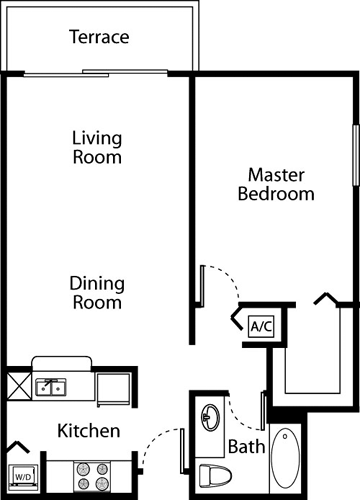 1 Bedroom (A) Floorplan Image