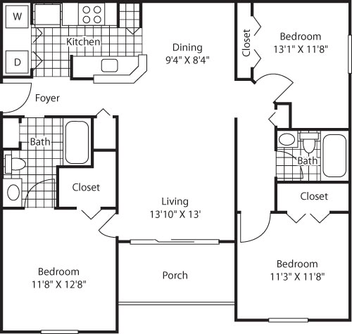 The Seville (2 + den) Floorplan Image