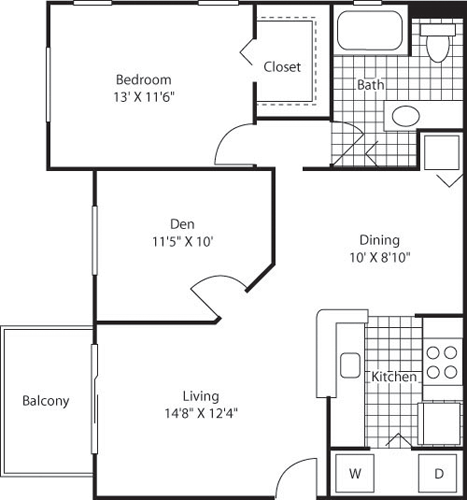 The St. Croix  (1 + den) Floorplan Image