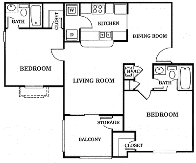 2 X 2 w/balcony (B1)                               Floorplan Image