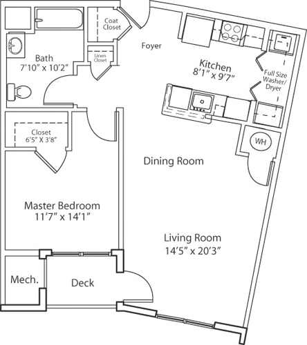 1 Bedroom Floorplan Image