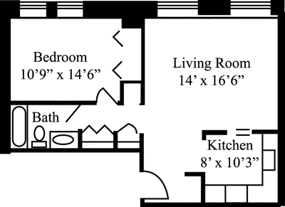 Garden Style One bedroom                           Floorplan Image