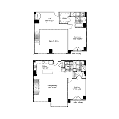 Two Bedroom lofts Floorplan Image