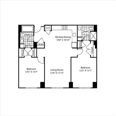 Two Bedroom 1125 Floorplan Image