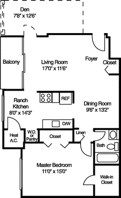 1B (with Lg Den) Floorplan Image