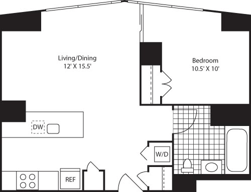 One Bedroom Floorplan Image