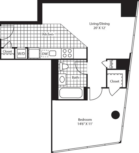 One Bedroom Floorplan Image