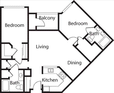 MidriseTwo Bed Two Bath   (2D)                     Floorplan Image