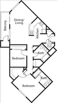 Midrise Two Bed Two Bath   (2G)                    Floorplan Image