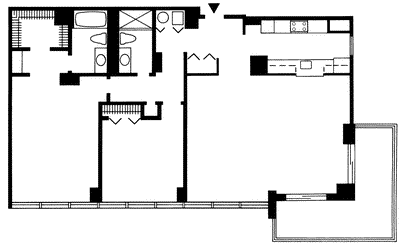 Two Bedroom Two Bath (Tower)  B-line     Floorplan Image