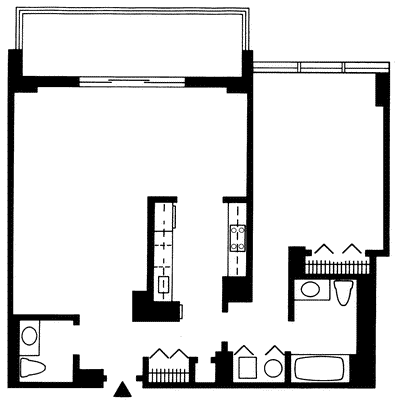 One Bedroom  1.5 bath (Tower)   C-Line Floorplan Image