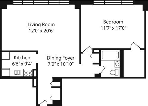 One BR Junior                                      Floorplan Image