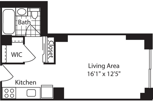 Studio-Res1 FLR 3-7                                Floorplan Image