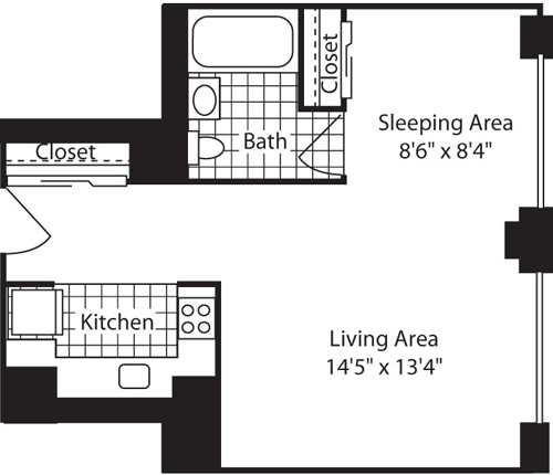 Studio w/aclove                                    Floorplan Image
