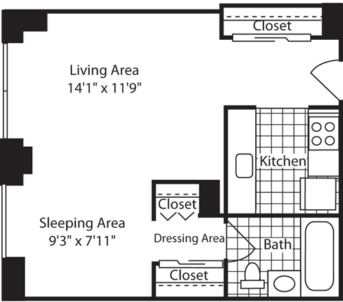 Studio-500 Floorplan Image