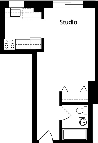 Plan D, floors 4-15 Floorplan Image