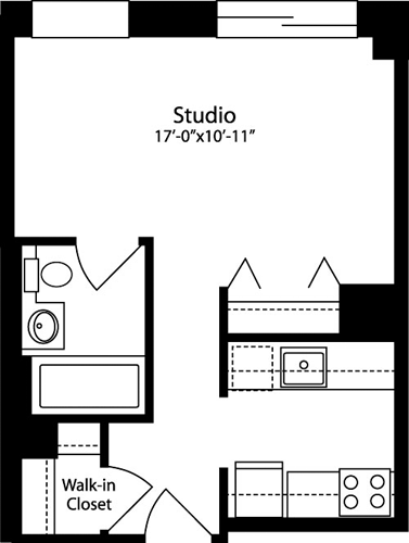 Plan F, floors 3-15                                Floorplan Image