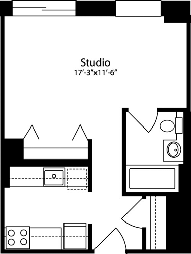 Plan G, floors 3-15                                Floorplan Image