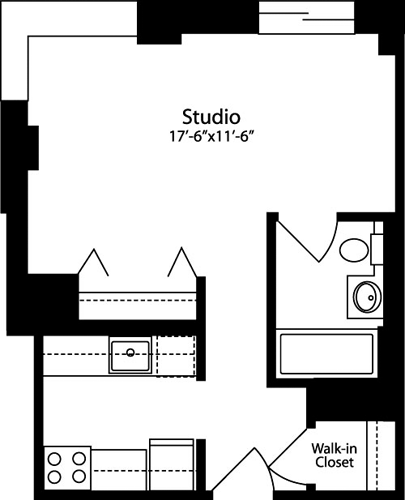 Plan J, floors 3-15                                Floorplan Image