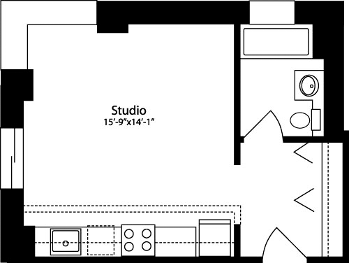 Plan K, floors 3-15                                Floorplan Image