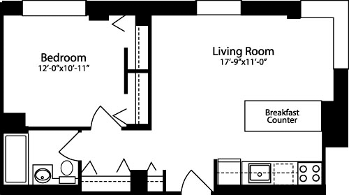 Plan L, floors 12-15                               Floorplan Image