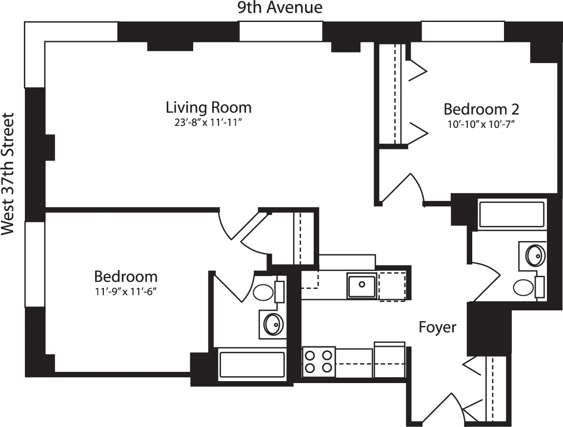 Plan R, floors 3-10                                Floorplan Image