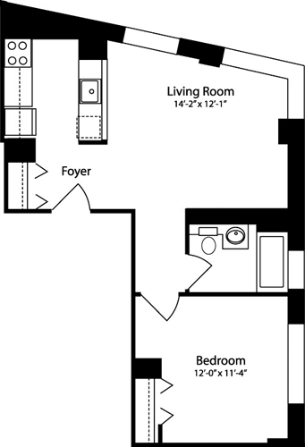 Plan T, floors 12-15                               Floorplan Image