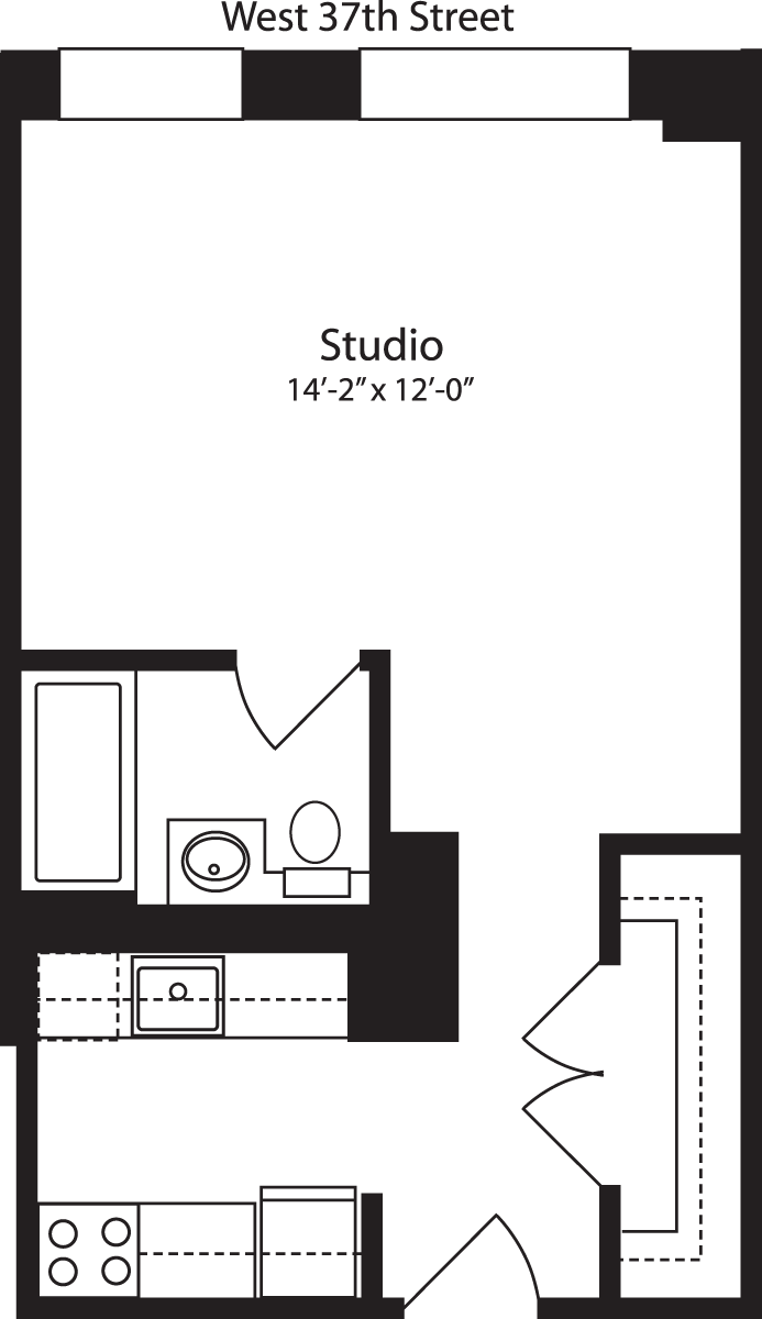 Plan U, floors 4-10                                Floorplan Image