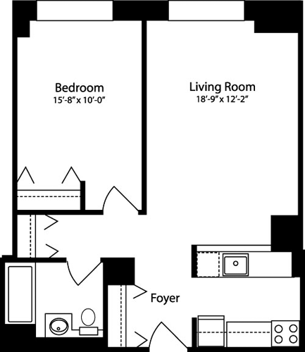 Plan V, floors 4-10                                Floorplan Image